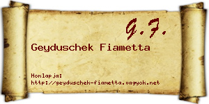 Geyduschek Fiametta névjegykártya